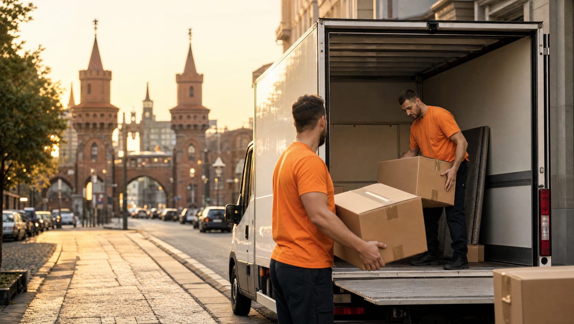 Umzugswagen am Boxhagener Platz in Friedrichshain