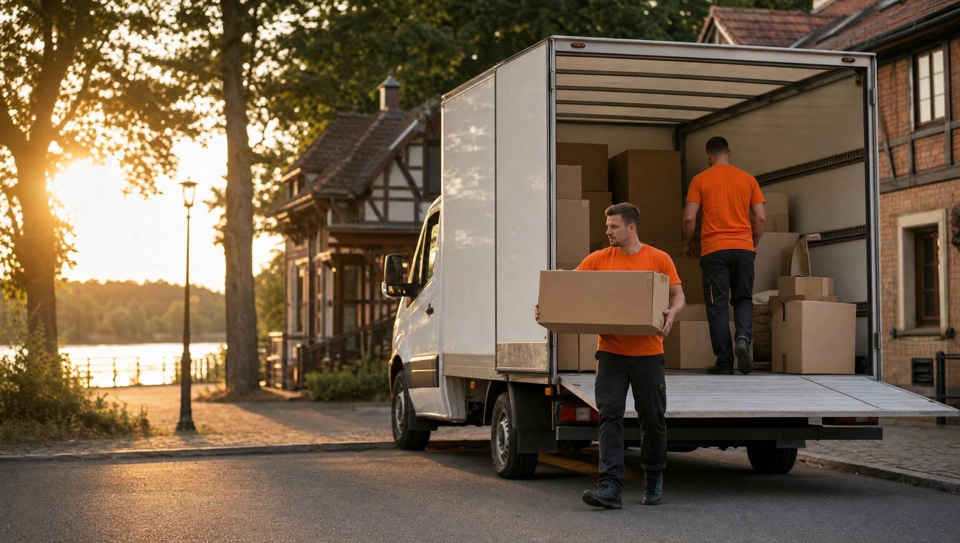 Umzugswagen vor Einfamilienhaus am See in Königs Wusterhausen