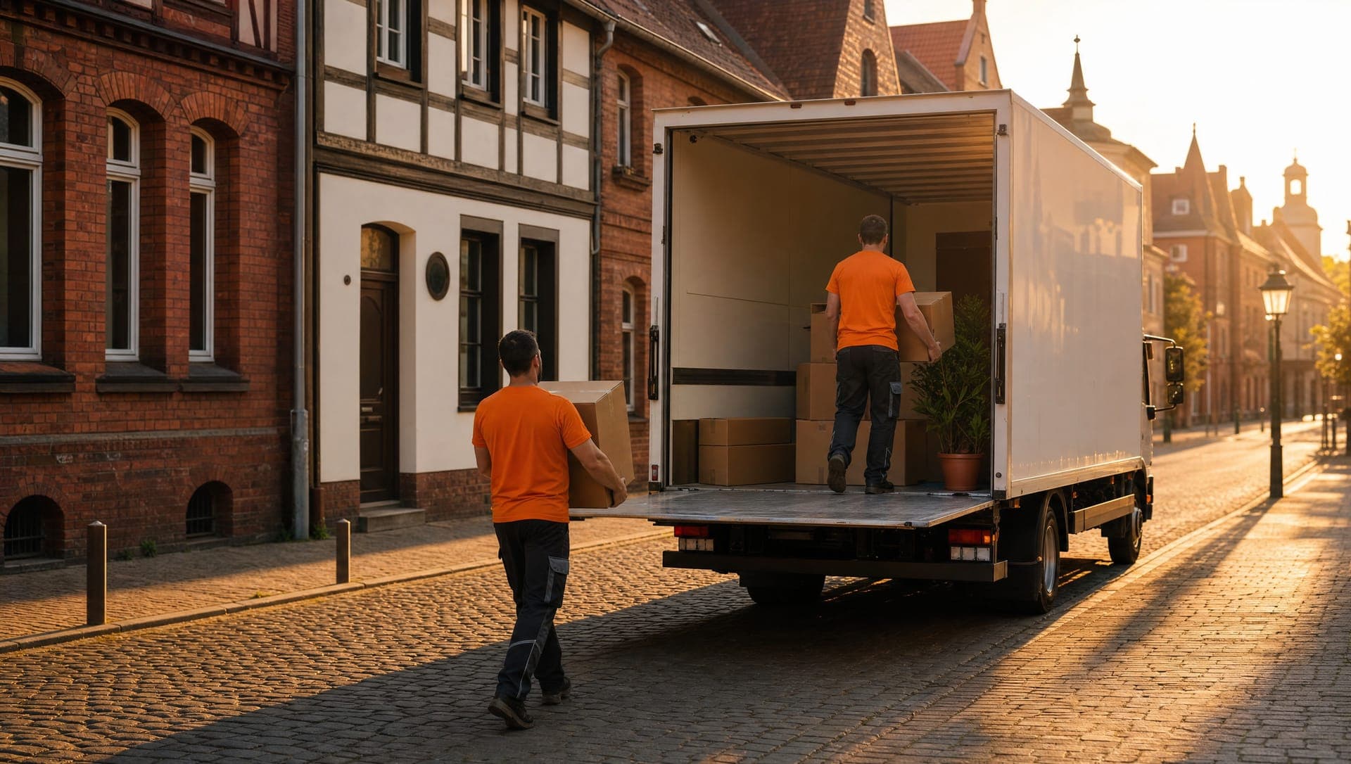 Umzugswagen in der Spandauer Altstadt nahe der Havel